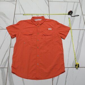 Magellan Fish Gear Relaxed Vented Fishing Shirt Orange Pockets